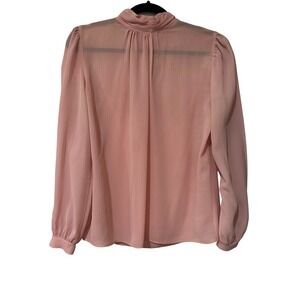 Large Womens Vintage Pink Mauve Blouse with Mock Neck
